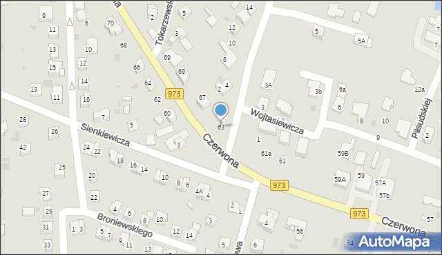 Tarnów, Czerwona, 63, mapa Tarnów