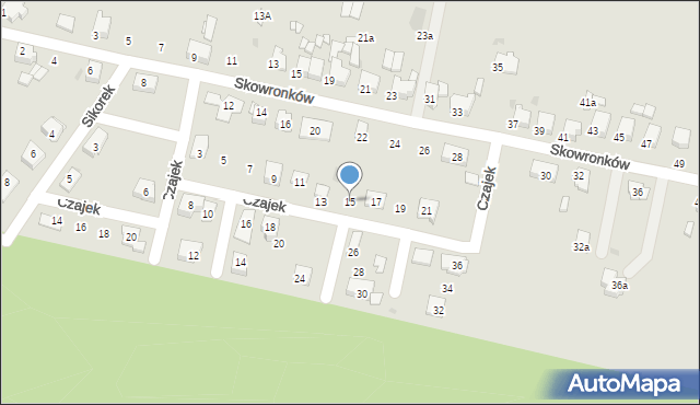 Tarnowskie Góry, Czajek, 15, mapa Tarnowskie Góry