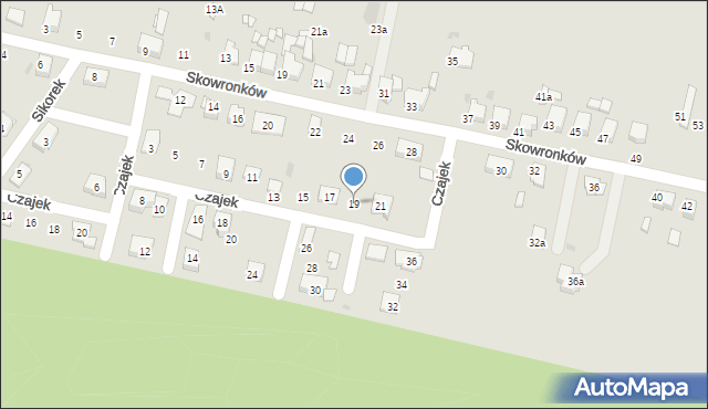 Tarnowskie Góry, Czajek, 19, mapa Tarnowskie Góry