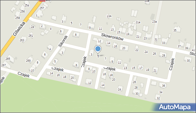 Tarnowskie Góry, Czajek, 5, mapa Tarnowskie Góry