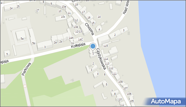 Tczew, Czyżykowska, 1, mapa Tczew