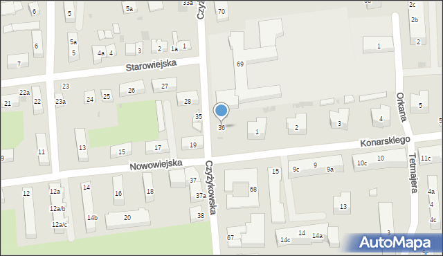Tczew, Czyżykowska, 36, mapa Tczew