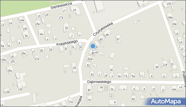 Tczew, Czyżykowska, 83, mapa Tczew
