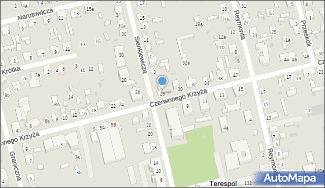 Terespol, Czerwonego Krzyża, 28, mapa Terespol