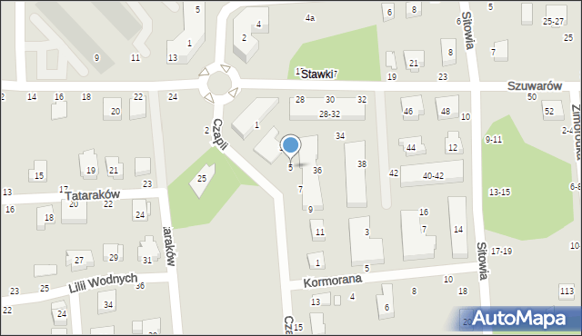 Toruń, Czapli, 5, mapa Torunia