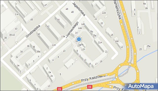 Toruń, Czarnieckiego Stefana, hetm., 12F, mapa Torunia