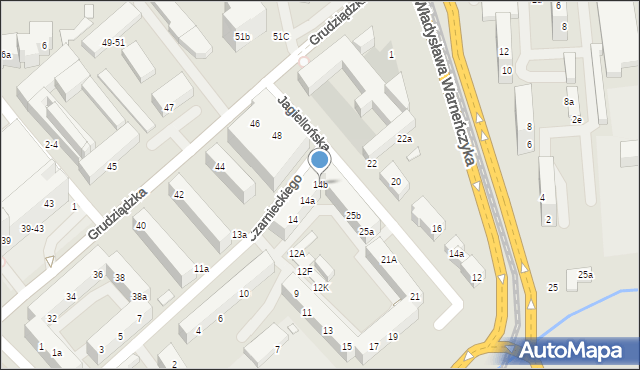 Toruń, Czarnieckiego Stefana, hetm., 14b, mapa Torunia