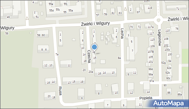 Toruń, Czecha, 13, mapa Torunia