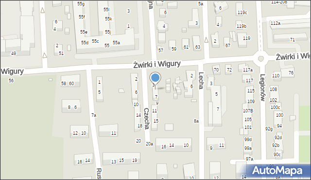 Toruń, Czecha, 5, mapa Torunia