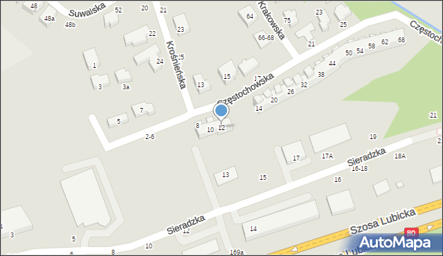 Toruń, Częstochowska, 12, mapa Torunia