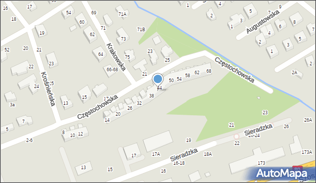 Toruń, Częstochowska, 42, mapa Torunia