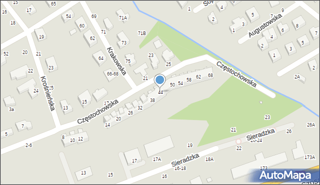 Toruń, Częstochowska, 44, mapa Torunia