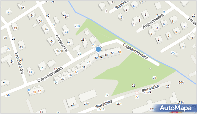 Toruń, Częstochowska, 52, mapa Torunia