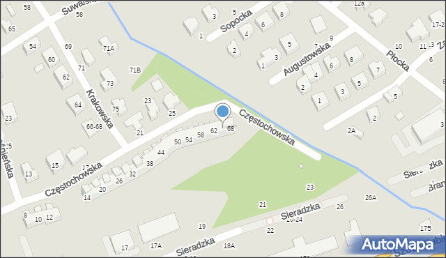 Toruń, Częstochowska, 66, mapa Torunia