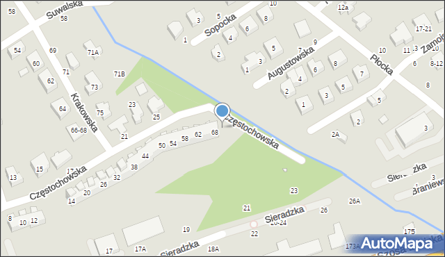 Toruń, Częstochowska, 70, mapa Torunia