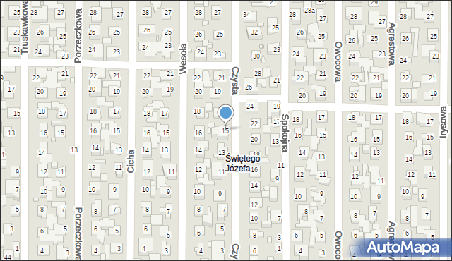 Toruń, Czysta, 15, mapa Torunia