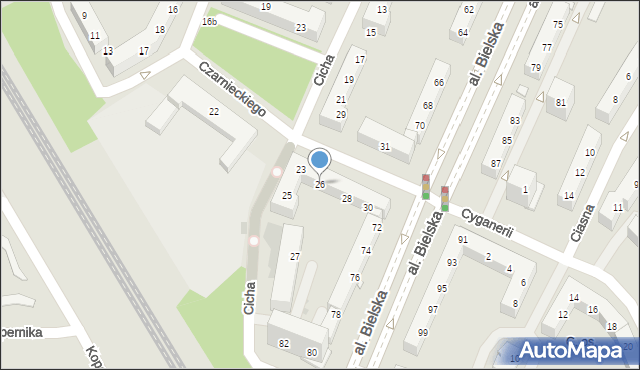 Tychy, Czarnieckiego Stefana, hetm., 26, mapa Tychów