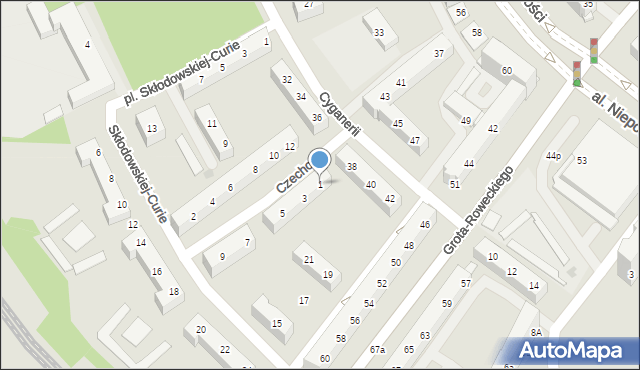 Tychy, Czechowa Antoniego, 1, mapa Tychów