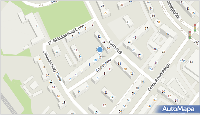 Tychy, Czechowa Antoniego, 12, mapa Tychów