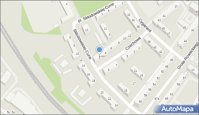 Tychy, Czechowa Antoniego, 2, mapa Tychów