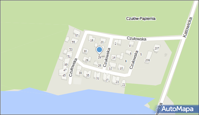 Tychy, Czułowska, 24, mapa Tych&oacute;w