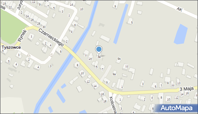 Tyszowce, Czarnieckiego Stefana, hetm., 3a, mapa Tyszowce