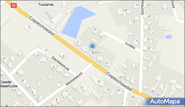 Waleńczów, Częstochowska, 9, mapa Waleńczów