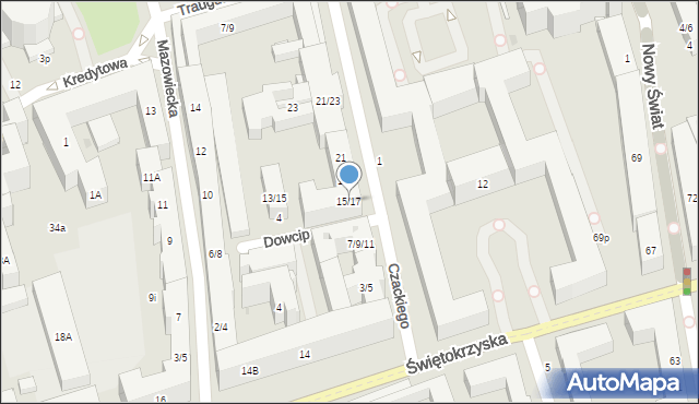 Warszawa, Czackiego Tadeusza, 15/17, mapa Warszawy