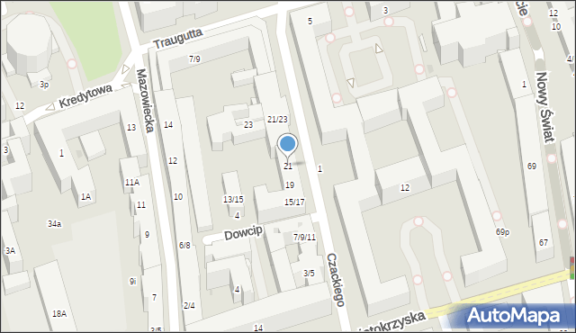Warszawa, Czackiego Tadeusza, 21, mapa Warszawy