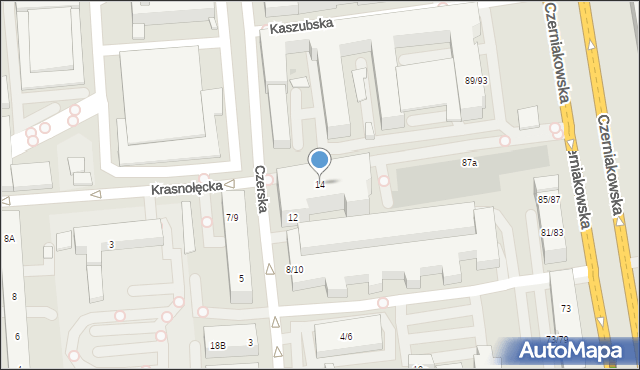 Warszawa, Czerska, 14, mapa Warszawy