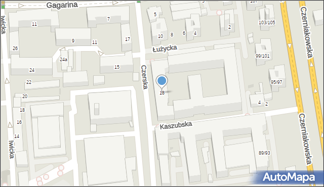 Warszawa, Czerska, 18, mapa Warszawy