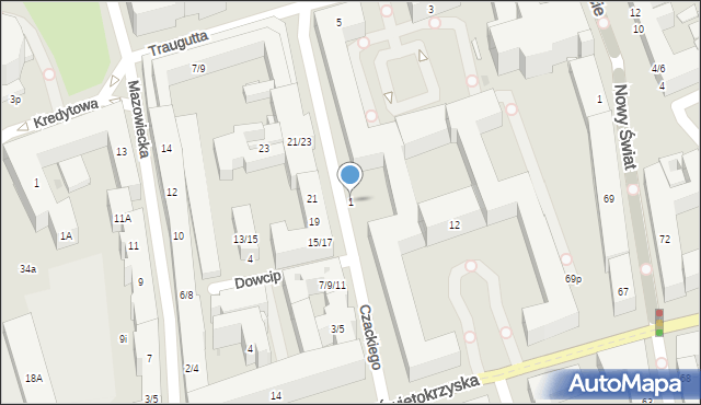 Warszawa, Czackiego Tadeusza, 1, mapa Warszawy