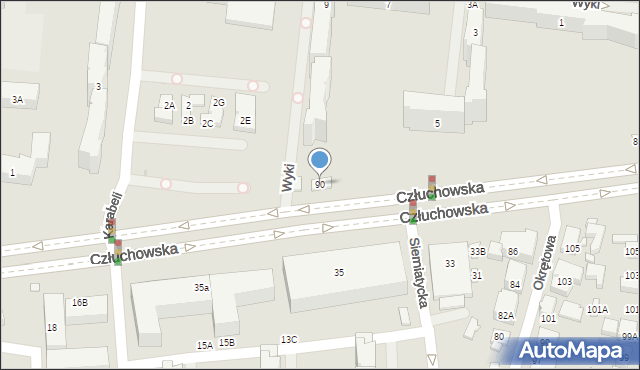 Warszawa, Człuchowska, 90, mapa Warszawy