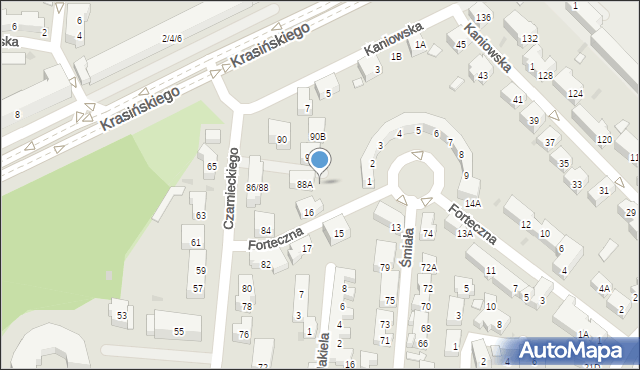 Warszawa, Czarnieckiego Stefana, hetm., 88B, mapa Warszawy