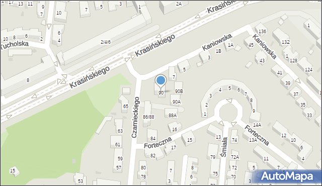 Warszawa, Czarnieckiego Stefana, hetm., 90, mapa Warszawy