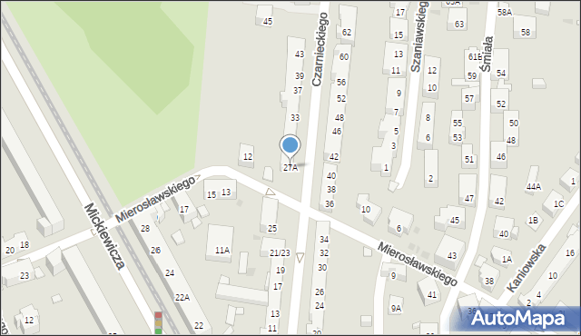 Warszawa, Czarnieckiego Stefana, hetm., 27A, mapa Warszawy