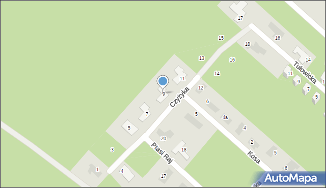 Warszawa, Czyżyka, 9, mapa Warszawy