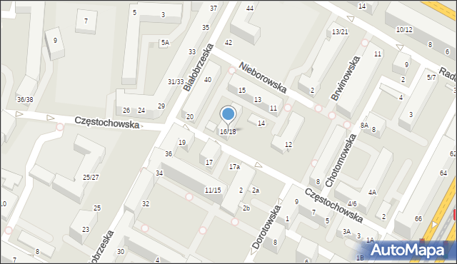 Warszawa, Częstochowska, 16/18, mapa Warszawy