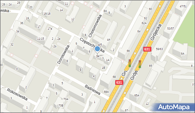 Warszawa, Częstochowska, 3A, mapa Warszawy