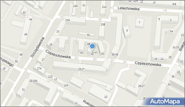 Warszawa, Częstochowska, 42, mapa Warszawy