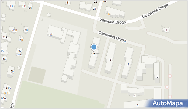 Warszawa, Czerwona Droga, 7, mapa Warszawy