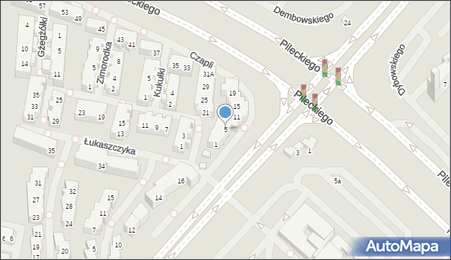 Warszawa, Czapli, 5, mapa Warszawy