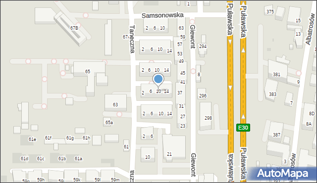 Warszawa, Czerwonych Wierchów, 10, mapa Warszawy