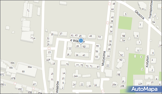 Warszawa, Czterech Wiatrów, 30, mapa Warszawy