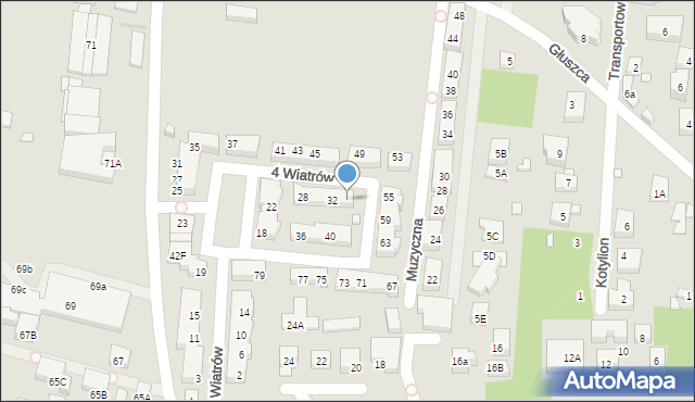 Warszawa, Czterech Wiatrów, 34, mapa Warszawy