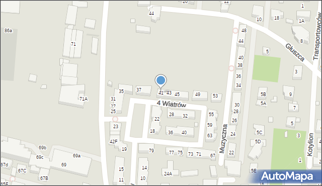 Warszawa, Czterech Wiatrów, 41, mapa Warszawy