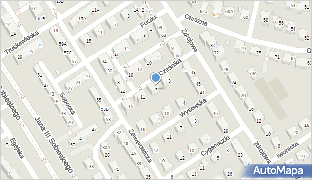 Warszawa, Cześnika, 7, mapa Warszawy