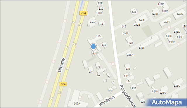 Warszawa, Czekoladowa, 9B, mapa Warszawy