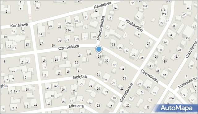 Warszawa, Czerwińska, 28, mapa Warszawy