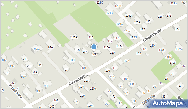 Warszawa, Czwartaków, 109, mapa Warszawy